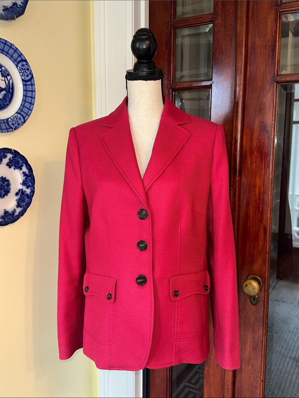 Blue Les Copains | Hot Pink Textured Tailored Blazer - Made in Italy, Size 12